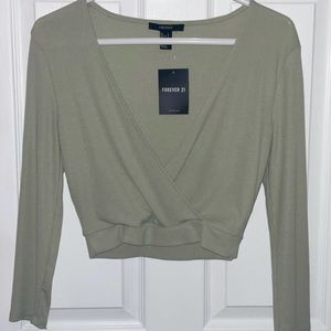 Forever 21 crop top size large color sage.
